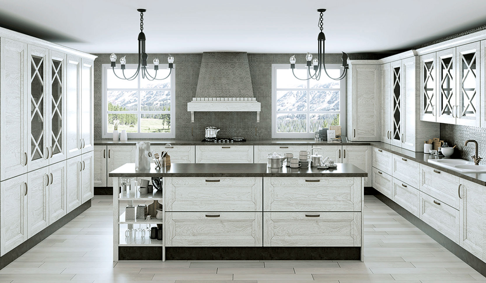 Cocina moderna tono gris combinado