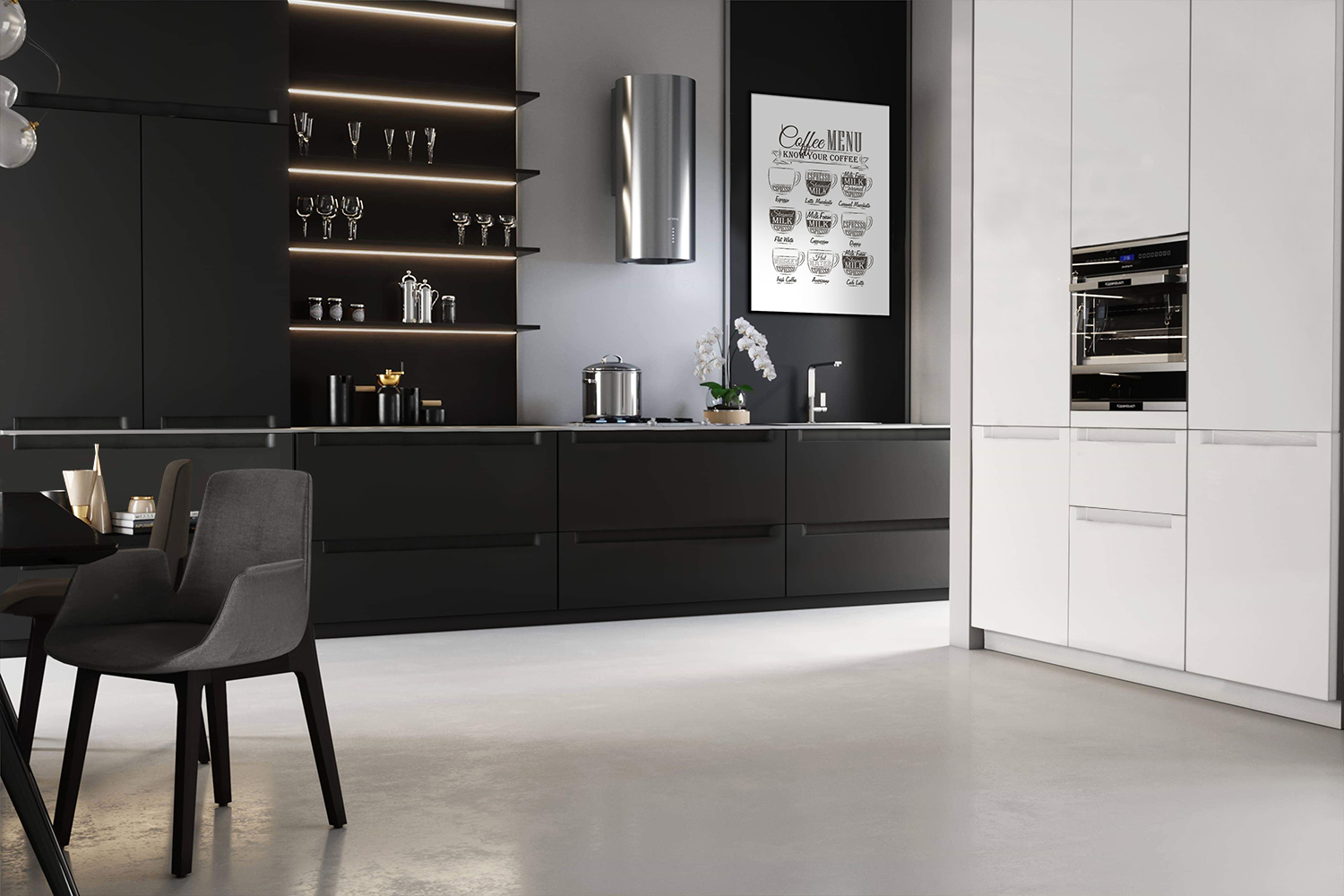 Cocina moderna blanco y negro