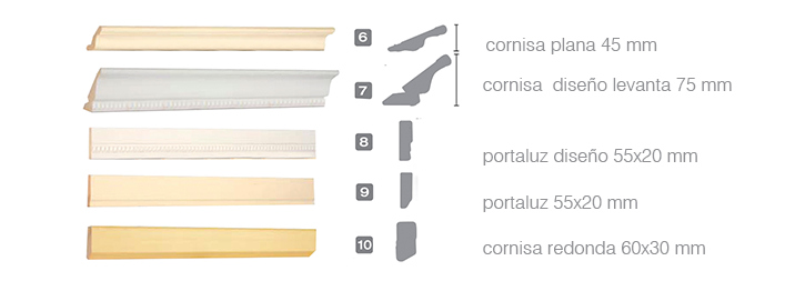 cornisas y portauces laca